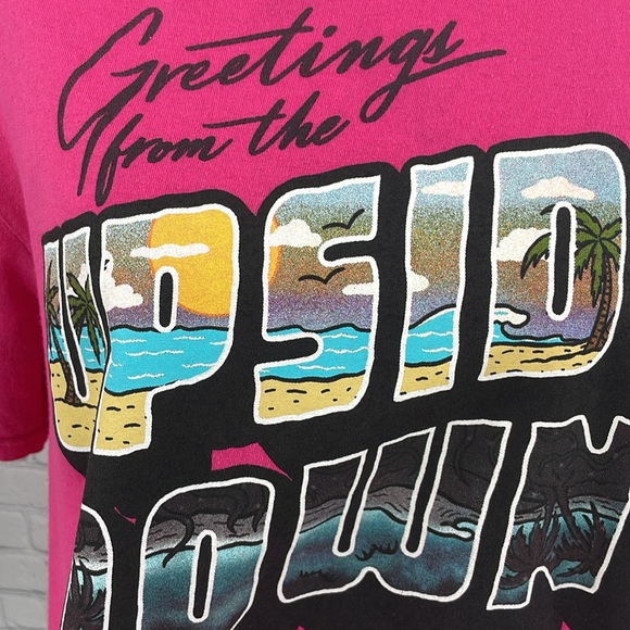 Barbie Pink Stranger Things Greetings From The Upside Down Tee 100% Cotton L - Picture 3 of 6